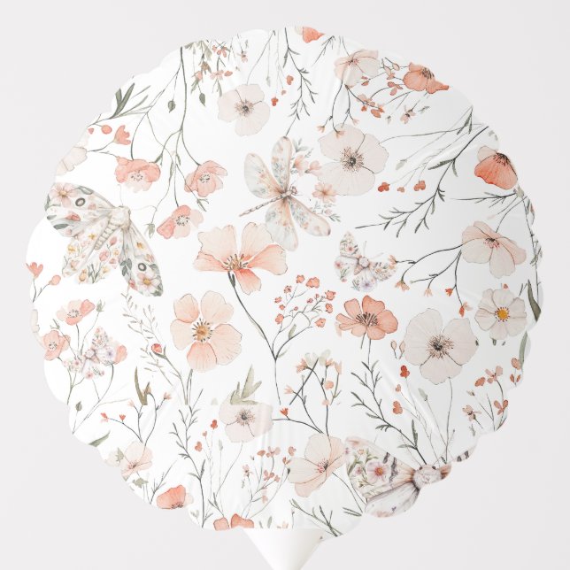 Boho Wildflower Floral Butterfly Balloon (Front)