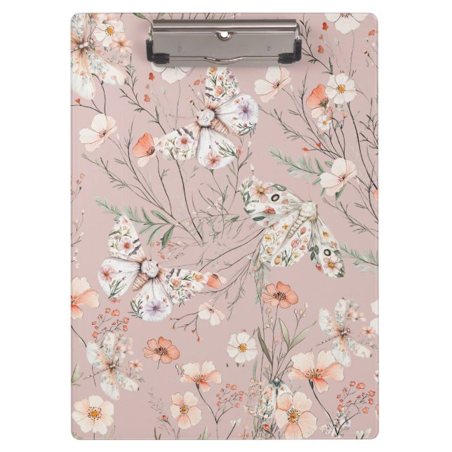 Boho Wildflower Floral Butterfly Clipboard (Front)