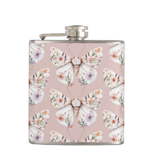 Boho Wildflower Floral Butterfly Flask