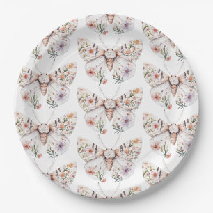 Boho Wildflower Floral Butterfly Paper Plates