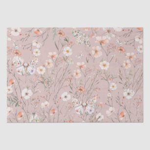 Boho Wildflower Floral Butterfly Tissue Paper