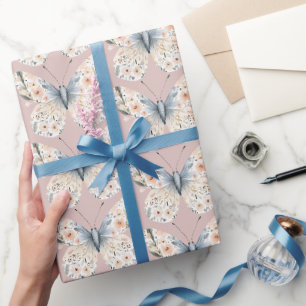 Boho Wildflower Floral Butterfly Wrapping Paper