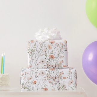 Boho Wildflower Floral Butterfly Wrapping Paper