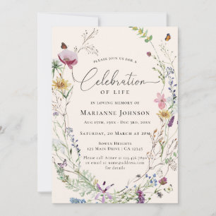Boho Wildflower Floral Celebration of Life Invitation