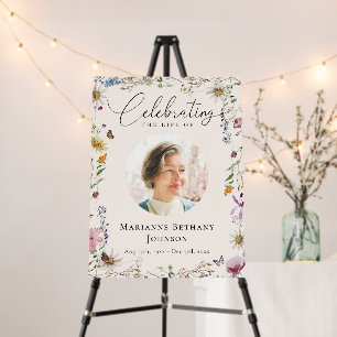 Boho Wildflower Floral Celebration of Life Welcome Foam Board