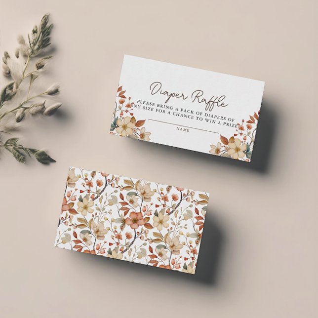Boho Wildflower Floral Diaper Raffle Baby Shower Enclosure Card (Creator Uploaded)