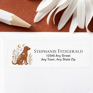 Boho Wildflower Floral Dog Silhouette Gift Label
