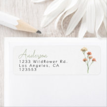 Boho Wildflower Floral Frame Return Address