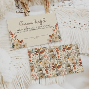 Boho Wildflower Floral Ivory Diaper Raffle  Enclosure Card