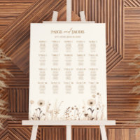 Boho Wildflower Floral Large Wedding Seating Chart
