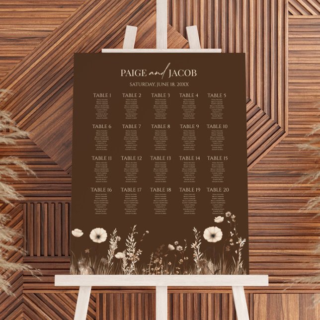 Boho Wildflower Floral Large Wedding Seating Chart Foam Board (Creator Uploaded)