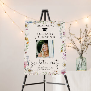 Boho Wildflower Floral Photo Graduation Party Foam Board