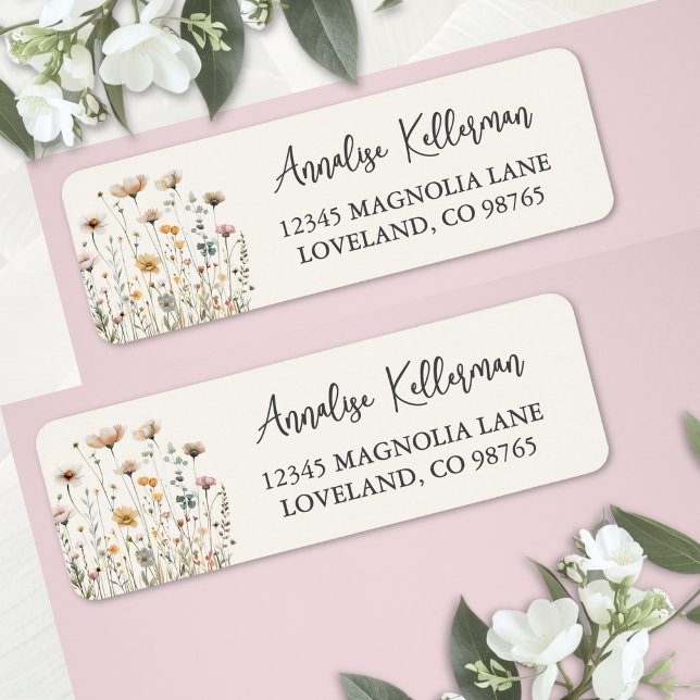 Boho Wildflower Floral Return Address Label (Boho Wildflower Floral Return Address Label )