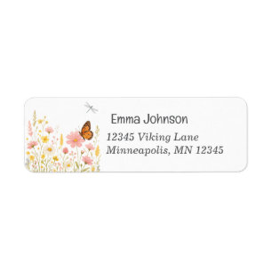 Boho Wildflower Floral Return Address Label