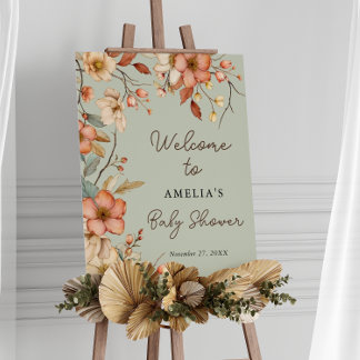 Boho Wildflower Floral Sage Green Baby Shower Foam Board