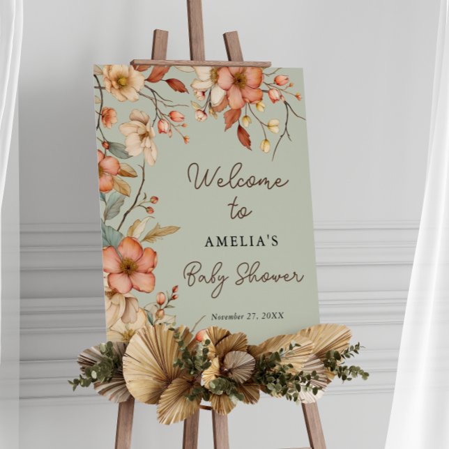 Boho Wildflower Floral Sage Green Baby Shower Foam Board (Creator Uploaded)