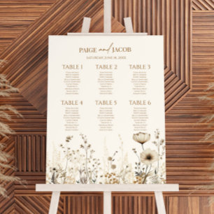 Boho Wildflower Floral Small Wedding Seating Chart Foam Board