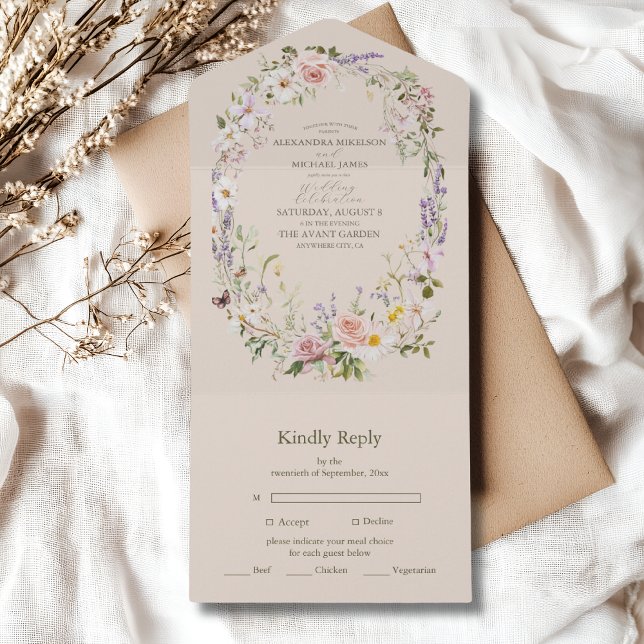 Boho Wildflower Floral Wedding All In One Invitation (Creator Uploaded)