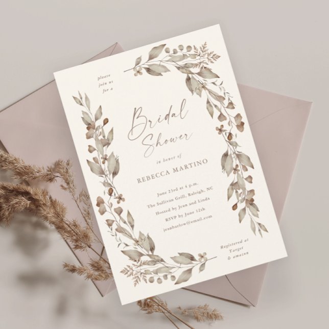 Boho Wildflower Floral Wedding Bridal Shower  (Boho wildflower floral elegant ivory wedding bridal shower invitation magnetic card.)