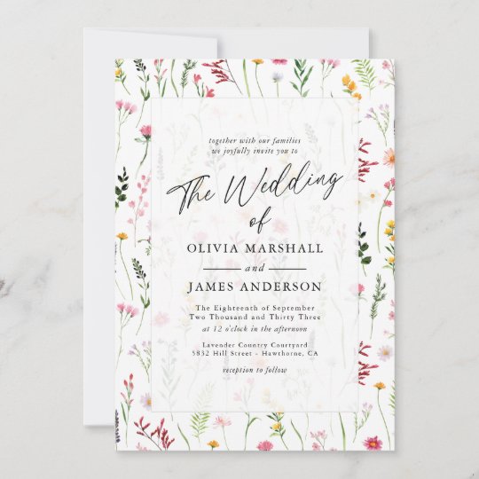 Boho Wildflower Floral Wedding Invitation | Zazzle.com