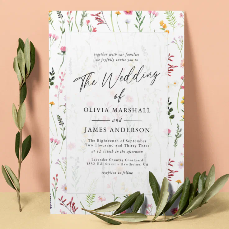 Boho Wildflower Floral Wedding Invitation | Zazzle