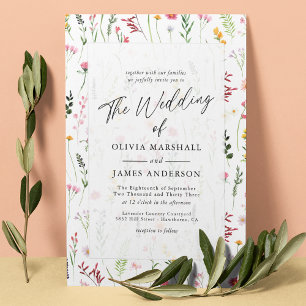 Boho Wildflower Floral Wedding Invitation