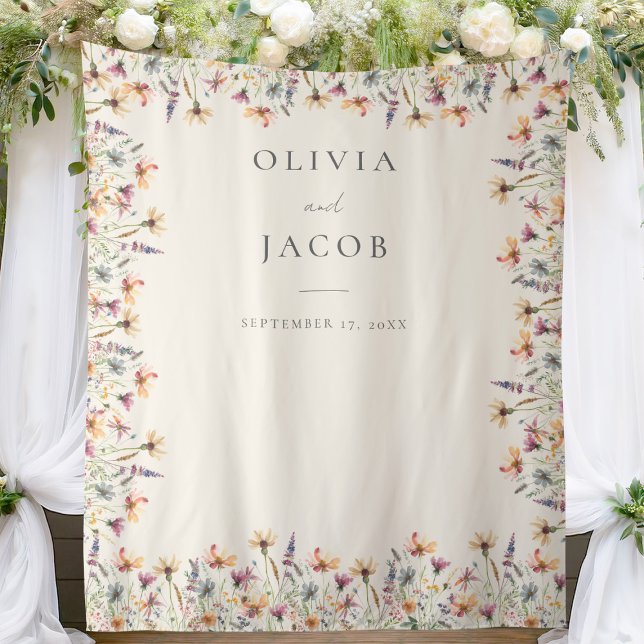 Boho Wildflower Floral Wedding Photo Backdrop (Creator Uploaded)