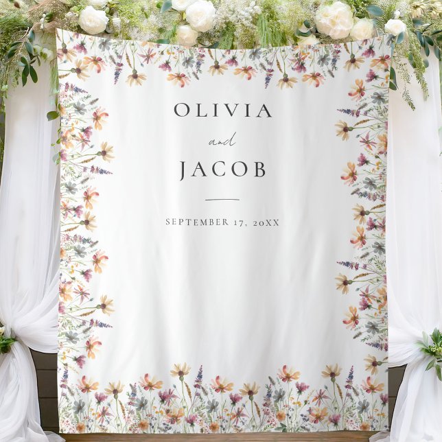 Boho Wildflower Floral Wedding Photo Backdrop (Creator Uploaded)