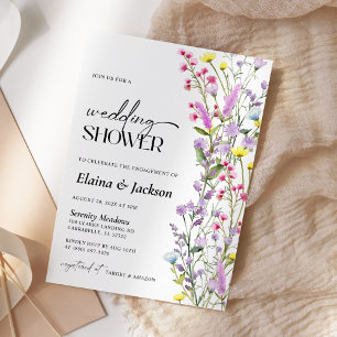 Boho Wildflower Floral Wedding Shower Minimalist Invitation
