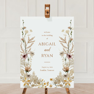Boho Wildflower Floral Wedding Welcome Sign