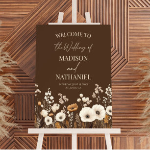 Boho Wildflower Floral Wedding Welcome Sign