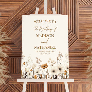 Boho Wildflower Floral Wedding Welcome Sign