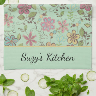 Boho Wildflower Floral Whimsical Country Cottage N Kitchen Towel