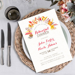 Boho Wildflower Foliage Wedding Rehearsal Dinner Invitation