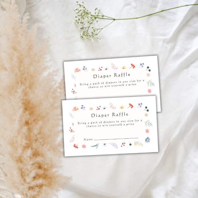 Boho Wildflower Frame Diaper Raffle Baby Shower  Enclosure Card (Boho Wildflower Frame Diaper Raffle Baby Shower Enclosure Card)