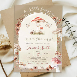 Boho Wildflower Fungi Mushroom Baby Shower Invitation