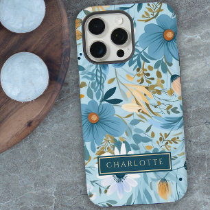 Boho Wildflower Garden Blue Floral  iPhone 15 Pro Max Case