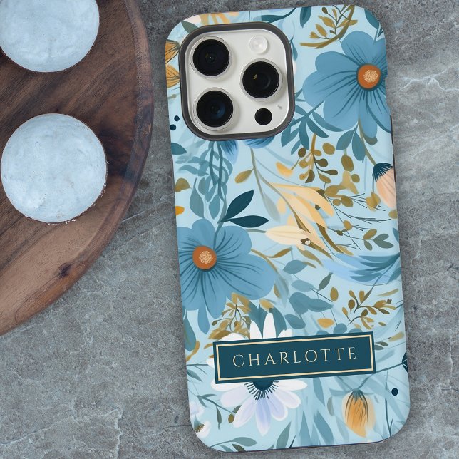 Boho Wildflower Garden Blue Floral  iPhone Case (Creator Uploaded)