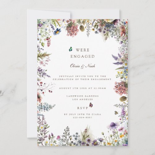 Boho Wildflower Garden Engagement Party Invitation