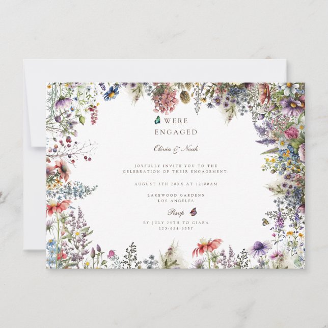 Boho Wildflower Garden Engagement Party Invitation (Front)