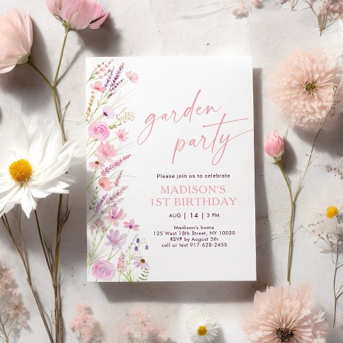 Boho Wildflower Garden First Birthday Invitation