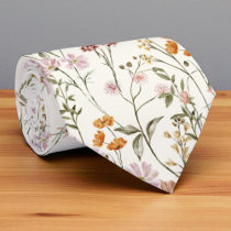 Boho Wildflower Garden Flowers Spring Meadow Neck Tie