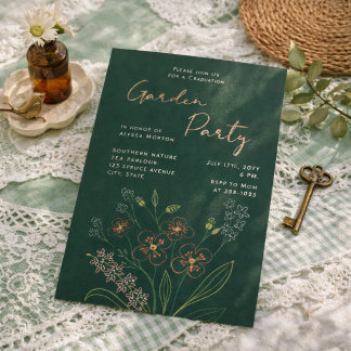 Boho Wildflower Garden Party Graduation Foil Invitation