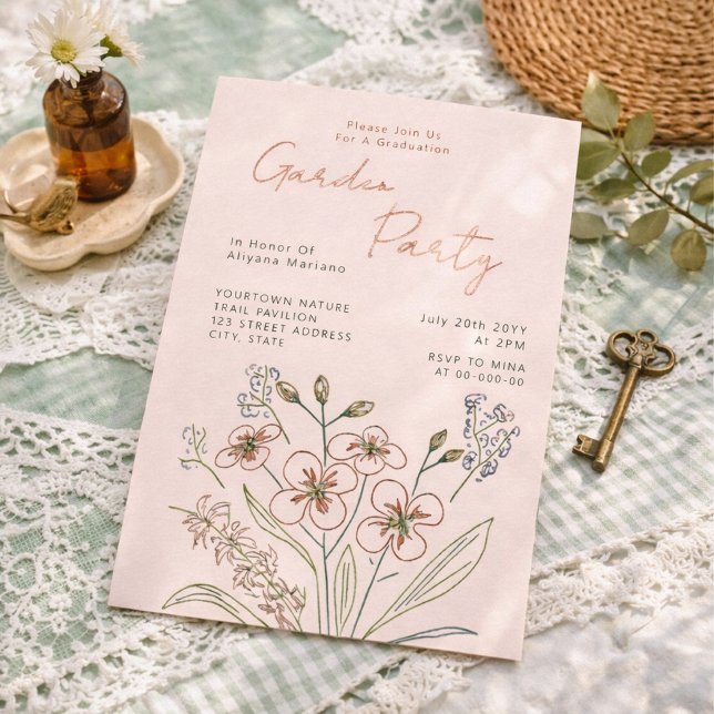 Boho Wildflower Garden Party Graduation Foil Invitation (Creator Uploaded)