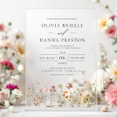 Colorful Spring Wildflower Meadow Garden Wedding  Acrylic Invitations