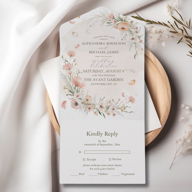 Boho Wildflower Garden Wedding All In One Invitation (Creator Uploaded)