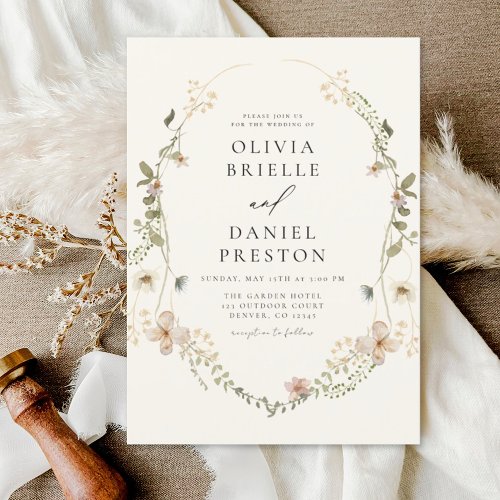 Boho Wildflower Garden Wedding Invitation