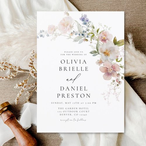 Boho Wildflower Garden Wedding Invitation