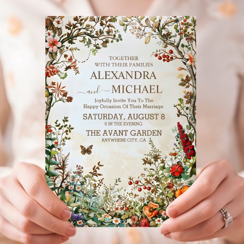 Boho Wildflower Garden Wedding Invitation