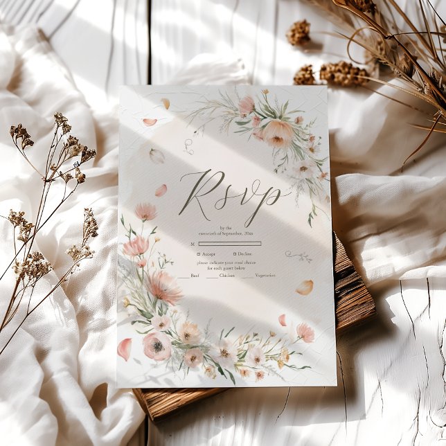 Boho Wildflower Garden Wedding RSVP Card (Creator Uploaded)
